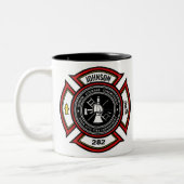Brandabteilung ADD NAME Firefighter Abzeichen Resc Zweifarbige Tasse (Links)