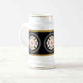 Brandabteilung Logo blau und weiß Abzeichen Bierglas (Vorderseite Links)