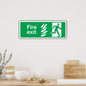 Brandausfahrt Sicherheitszeichen Evakuierung Poster (Küche)