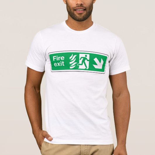 Brandausfahrt Sicherheitszeichen Evakuierung T-Shirt (Vorderseite)