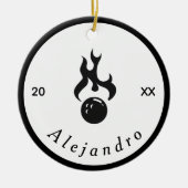 Brandbowling Ball Black & White Elegante Sport Coo Keramik Ornament (Vorne)