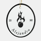 Brandbowling Ball Black & White Elegante Sport Coo Keramik Ornament (Links)