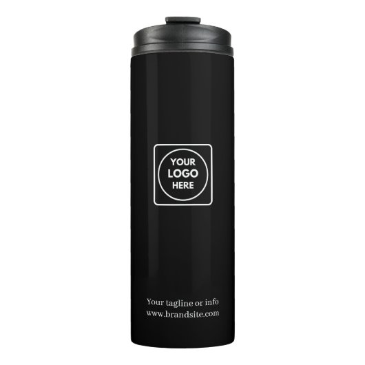 Branded Black Custom Corporate Business Logo Thermosbecher (Vorderseite)