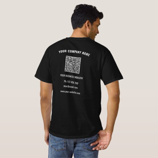 Branded Business Logo and QR Code T-Shirt Template (Schwarz voll)