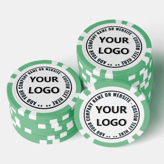 Branded Company Logo and Text Poker Chips Example (Stapel)