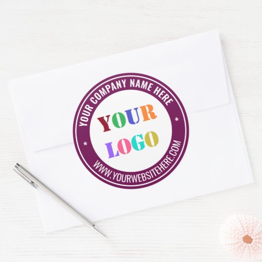 Branded Company Logo Text Round Sticker Template (Umschlag)
