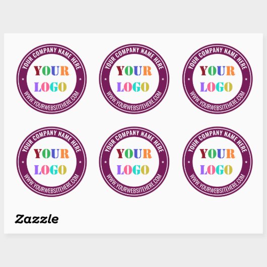 Branded Company Logo Text Round Sticker Template (Blatt)