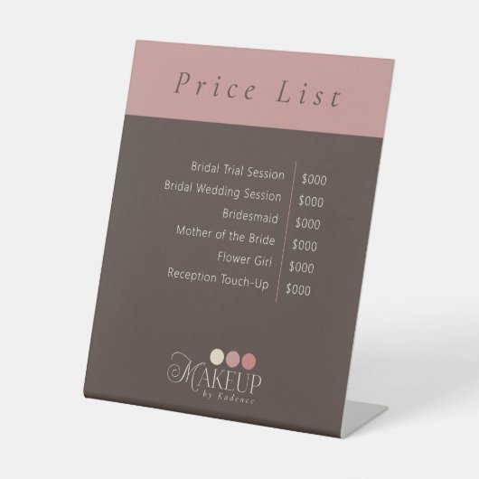 Branded Logo Makeup Artist Price List Sockelschild (Vorderseite)