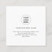 Branded Thank You Logo Modern Quadratische Visitenkarte (Rückseite)