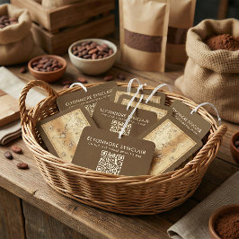 Branded Vintage Cacao Map Custom Name QR Code Autolufterfrischer
