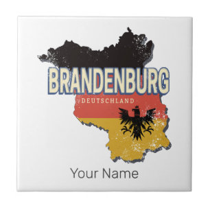 Brandenburg Deutschland Retro Staat Karte Vintag Fliese
