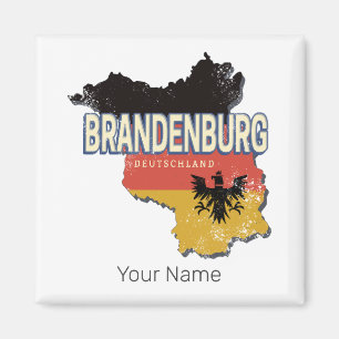 Brandenburg Deutschland Retro Staat Karte Vintag Magnet