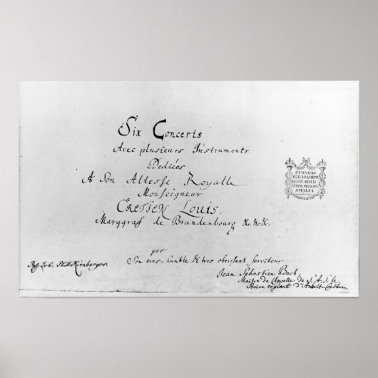 Brandenburger Konzerte, 1721 Poster (Vorne)