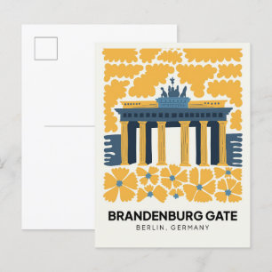 Brandenburger Tor Berlin abstrakt Reise Blumen Kun Postkarte