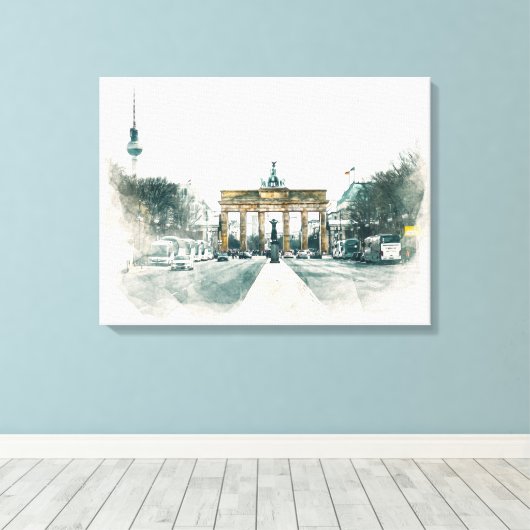 Brandenburger Tor Berlin Aquarellmalerei Leinwanddruck (Insitu (Holzboden))