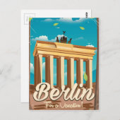 Brandenburger Tor, Berlin Cartoon Reiseplakat Postkarte (Vorne/Hinten)