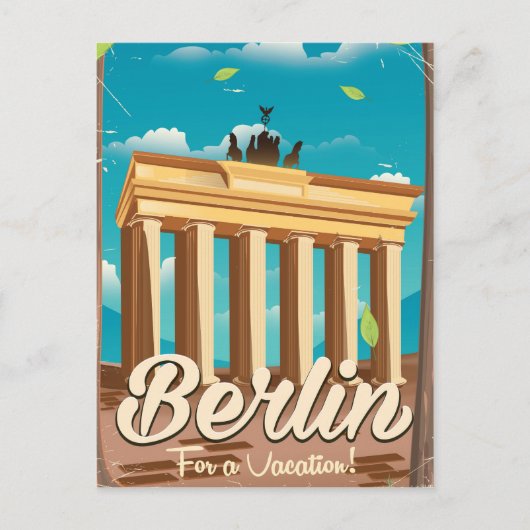 Brandenburger Tor, Berlin Cartoon Reiseplakat Postkarte (Vorderseite)