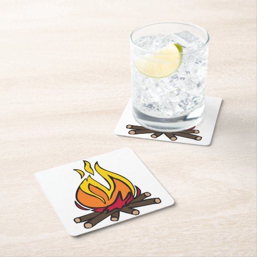 Brandfeuer Rechteckiger Pappuntersetzer (Vor Ort)