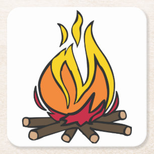 Brandfeuer Rechteckiger Pappuntersetzer