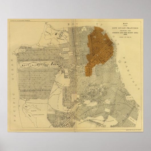 Brandgebiet von San Francisco, 1906 Poster (Vorne)
