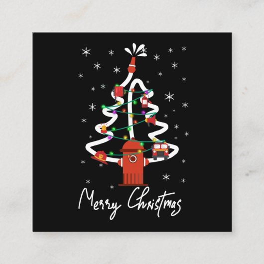 Brandgeschenk| Frohe Weihnachtsfeuerwehr Quadratische Visitenkarte (Vorderseite)