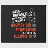 Brandgeschenk | Grumpiger alter Feuerwehrmann Geschenkpapier (Flach)