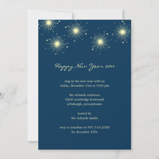 Branding Feuerwerke Neujahr Party lädt ein Einladung (Vorderseite)