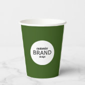 Branding für Minimalistische dunkelgrüne Geschäfts Pappbecher (Rückseite)