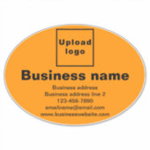 Branding für Unternehmen auf orangefarbenem, ovale Aufkleber (Vorderseite)
