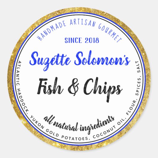 Branding-Gold-Trim-Inhaltsstoffe - Lebensmittelken Runder Aufkleber (Vorderseite)