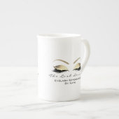 Branding Lashes Beauty Studio Gold White Porzellantasse (Vorderseite Rechts)