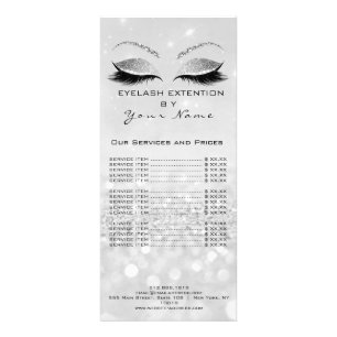 Branding-Preisliste Lashes Erweiterung Grau Silber Werbekarte