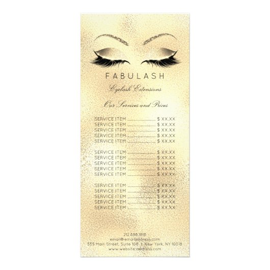 Branding-Preisliste Lashes Gold Makeup1 Werbekarte (Vorne)