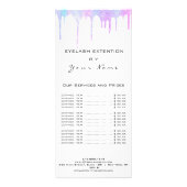Branding Price List Eyelash Hair Pink Holograph Werbekarte (Hinten)