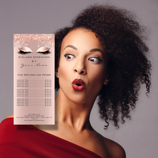 Branding Price List Lashes Extension Eyes Tropfen Werbekarte