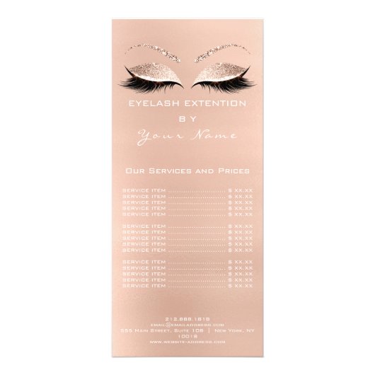 Branding Price List Lashes Extension Rose White Werbekarte (Hinten)