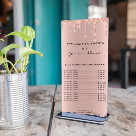 Branding Price List Lashes SPARK Rose Werbekarte