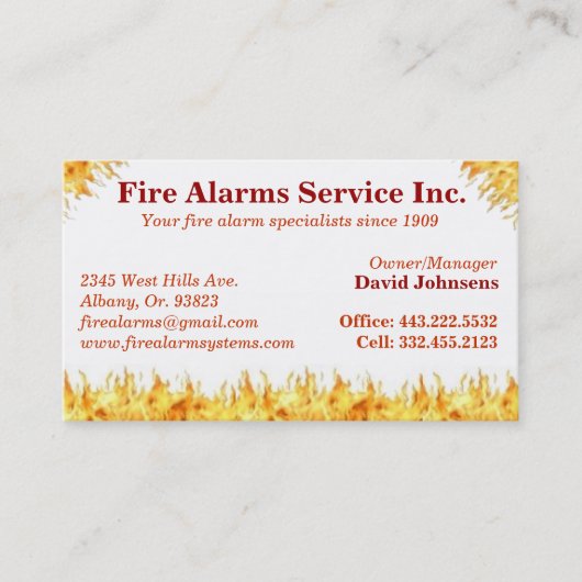 Brandmeldeanlagereparatur-Löscherkarte Visitenkarte (Vorderseite)