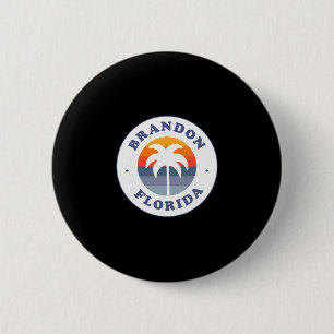 Brandon Florida Fl Retro Sonnenuntergang Palme Sou Button