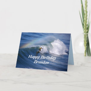 Brandon Happy Birthday Surfer mit Regenbogen Karte