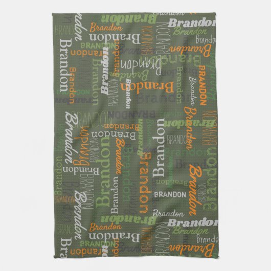 Brandon personalisierte grüne Orange Geschirrtuch (Vertikal)