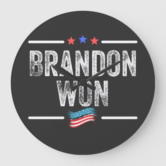 brandon won, brandon won funny, brandon won americ große wanduhr (Vorderseite)