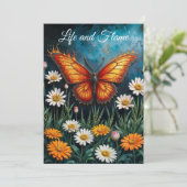 Brandschmetterling surreal Kunstwerk Kamille Natur Einladung (Stehend Vorderseite)