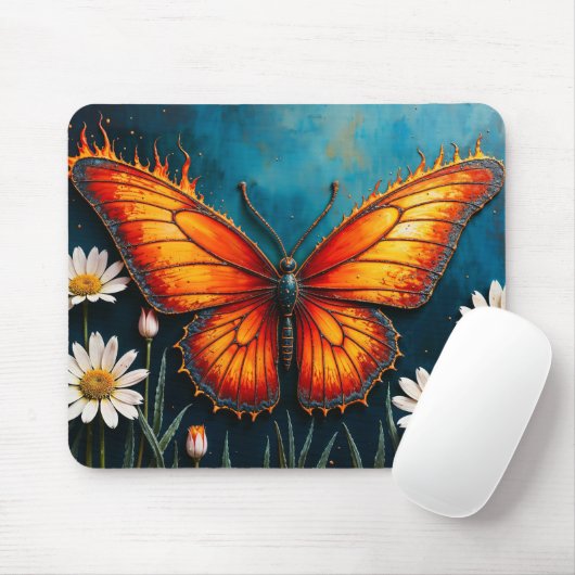 Brandschmetterling surreal Kunstwerk Kamille Natur Mousepad (Mit Mouse)