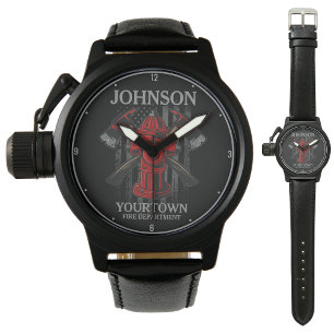 Brandschutzbehörde Hydrant USA Flag Armbanduhr