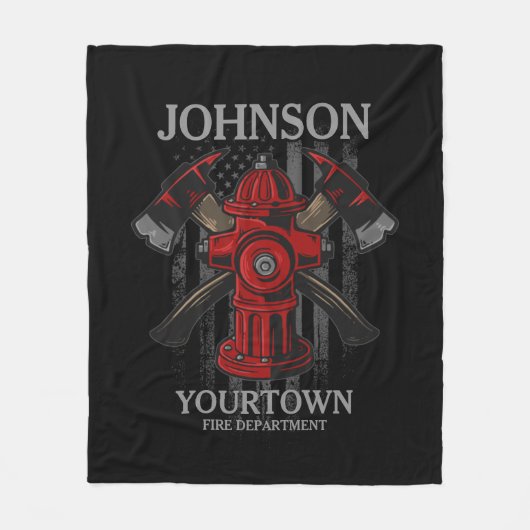 Brandschutzbehörde Hydrant USA Flag Fleecedecke (Vorderseite)