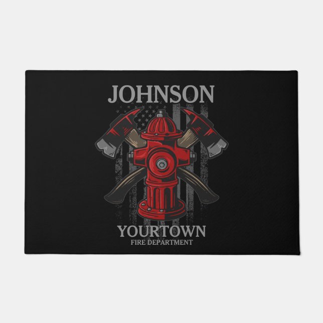 Brandschutzbehörde Hydrant USA Flag Fußmatte (Vorderseite)