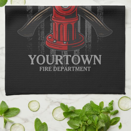 Brandschutzbehörde Hydrant USA Flag Geschirrtuch (Gefaltet)