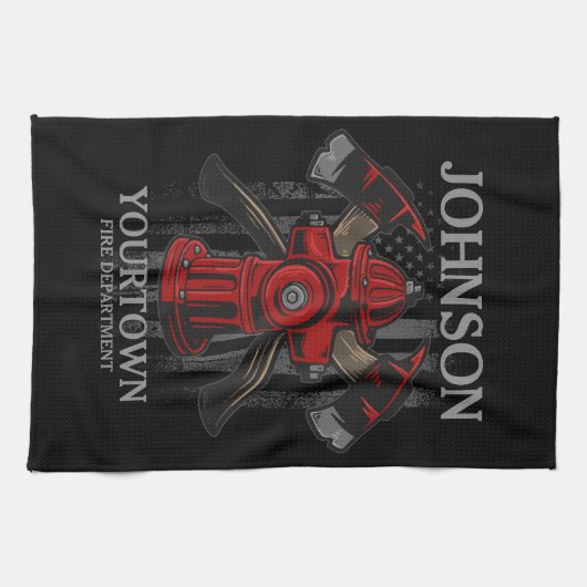 Brandschutzbehörde Hydrant USA Flag Geschirrtuch (Horizontal)