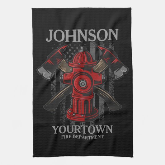 Brandschutzbehörde Hydrant USA Flag Geschirrtuch (Vertikal)